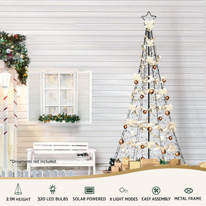 Solar Christmas Tree 2.1m | 320 LED Net Lights | Outdoor Xmas Decoration