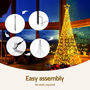 Solar Christmas Tree 2.1m | 320 LED Net Lights | Outdoor Xmas Decoration