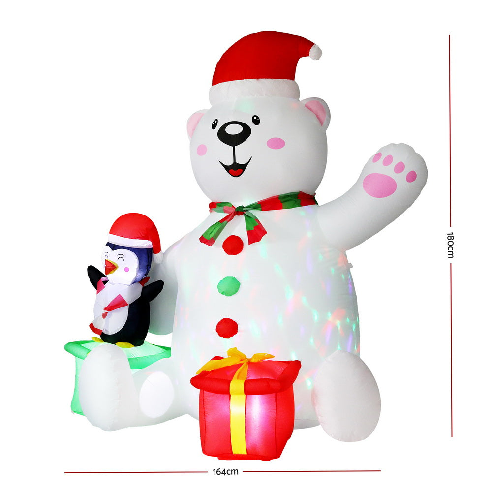 Inflatable Christmas Bear 1.8m | LED Light-Up Outdoor Decoration