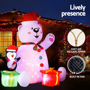 Inflatable Christmas Bear 1.8m | LED Light-Up Outdoor Decoration