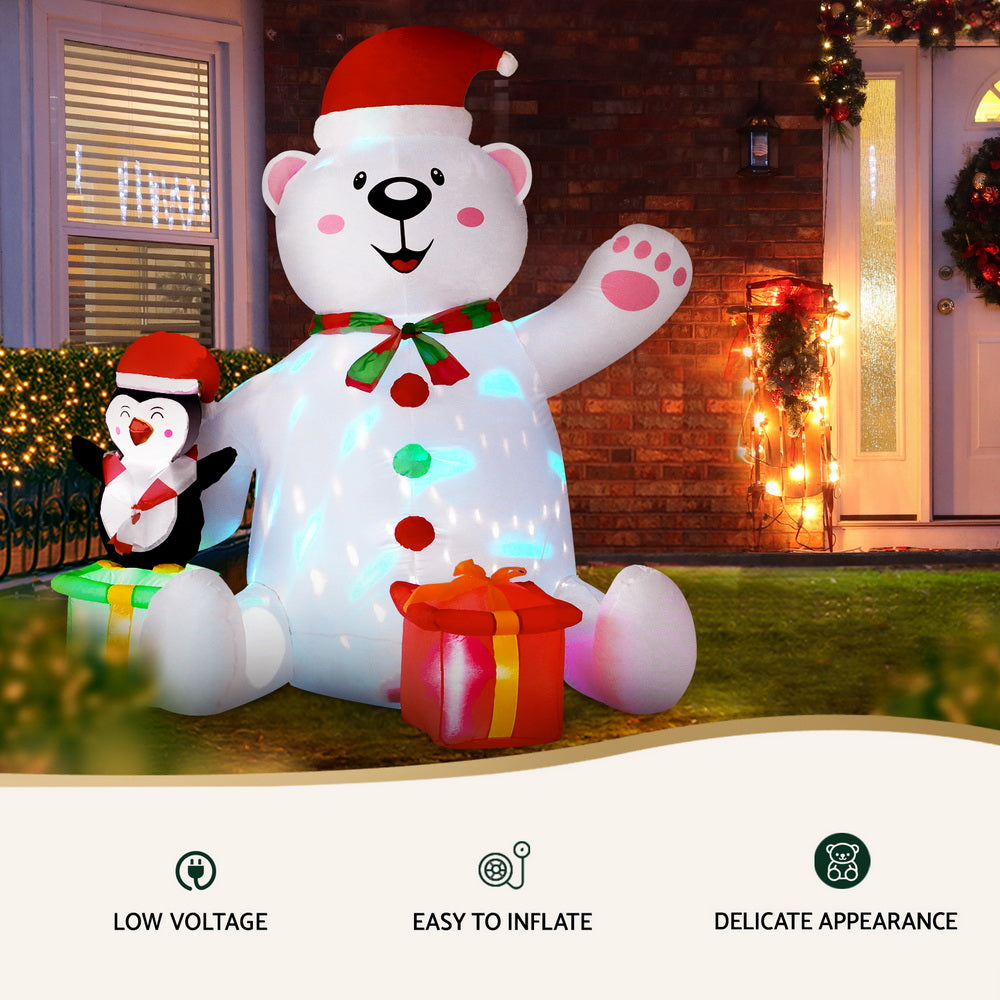 Inflatable Christmas Bear 1.8m | LED Light-Up Outdoor Decoration