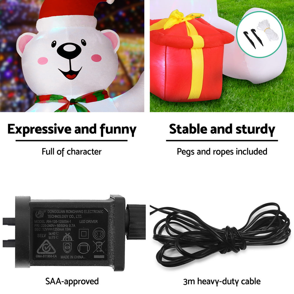 Inflatable Christmas Bear 1.8m | LED Light-Up Outdoor Decoration