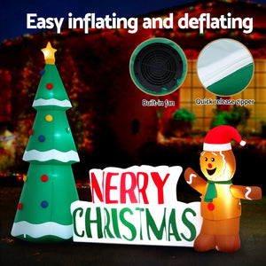 Inflatable Gingerbread Man 1.5m | LED Light Up Christmas Decoration | Indoor/Outdoor