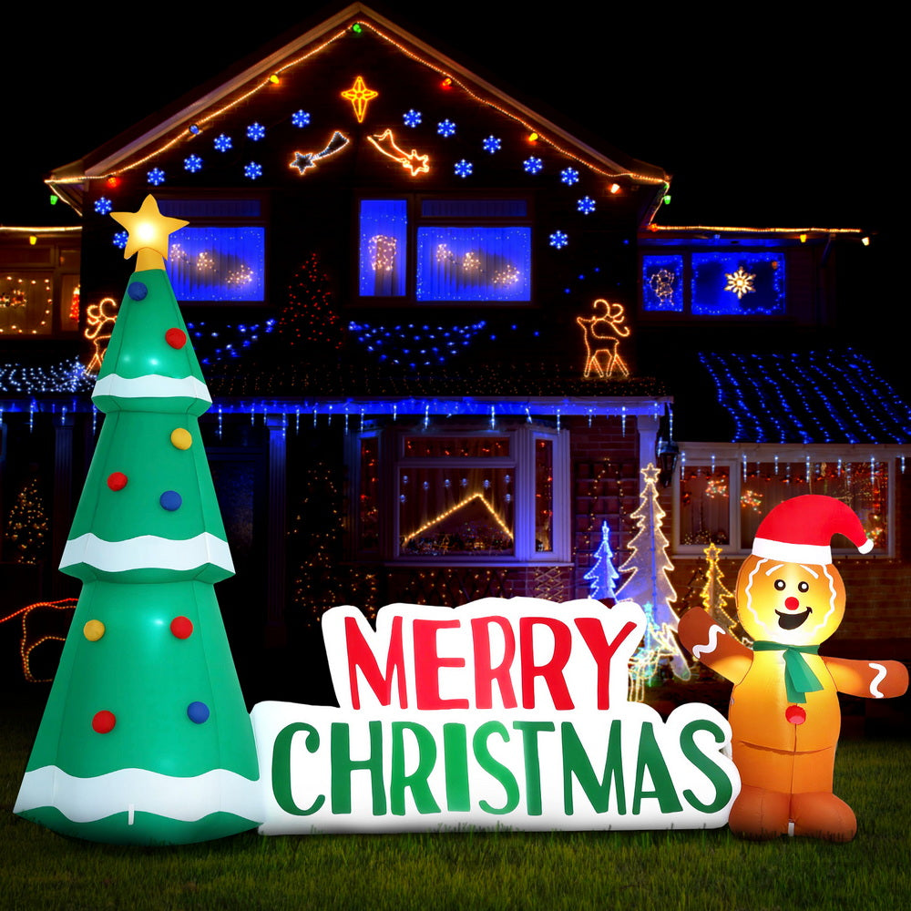 Inflatable Gingerbread Man 1.5m | LED Light Up Christmas Decoration | Indoor/Outdoor