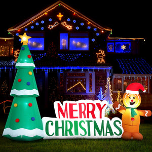 Christmas Inflatable Gingerbread Man Tree | LED Illuminated Outdoor Decoration