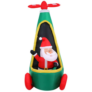 Christmas Inflatable Santa in Helicopter 2.55m | LED Illuminated Outdoor Xmas Decoration