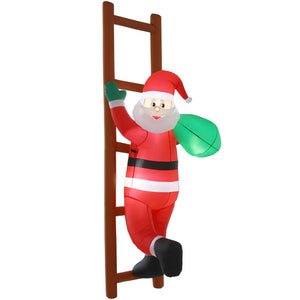 Christmas Inflatable Santa Climbing Ladder 2.45m | LED Illuminated Outdoor Decoration