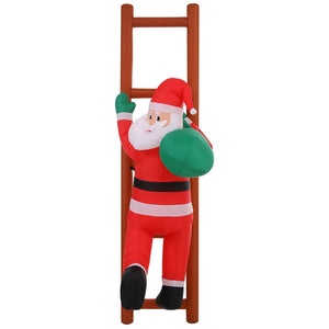 Christmas Inflatable Santa Climbing Ladder 2.45m | LED Illuminated Outdoor Decoration