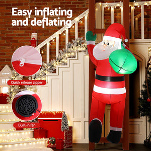 Christmas Inflatable Santa Climbing Ladder 2.45m | LED Illuminated Outdoor Decoration