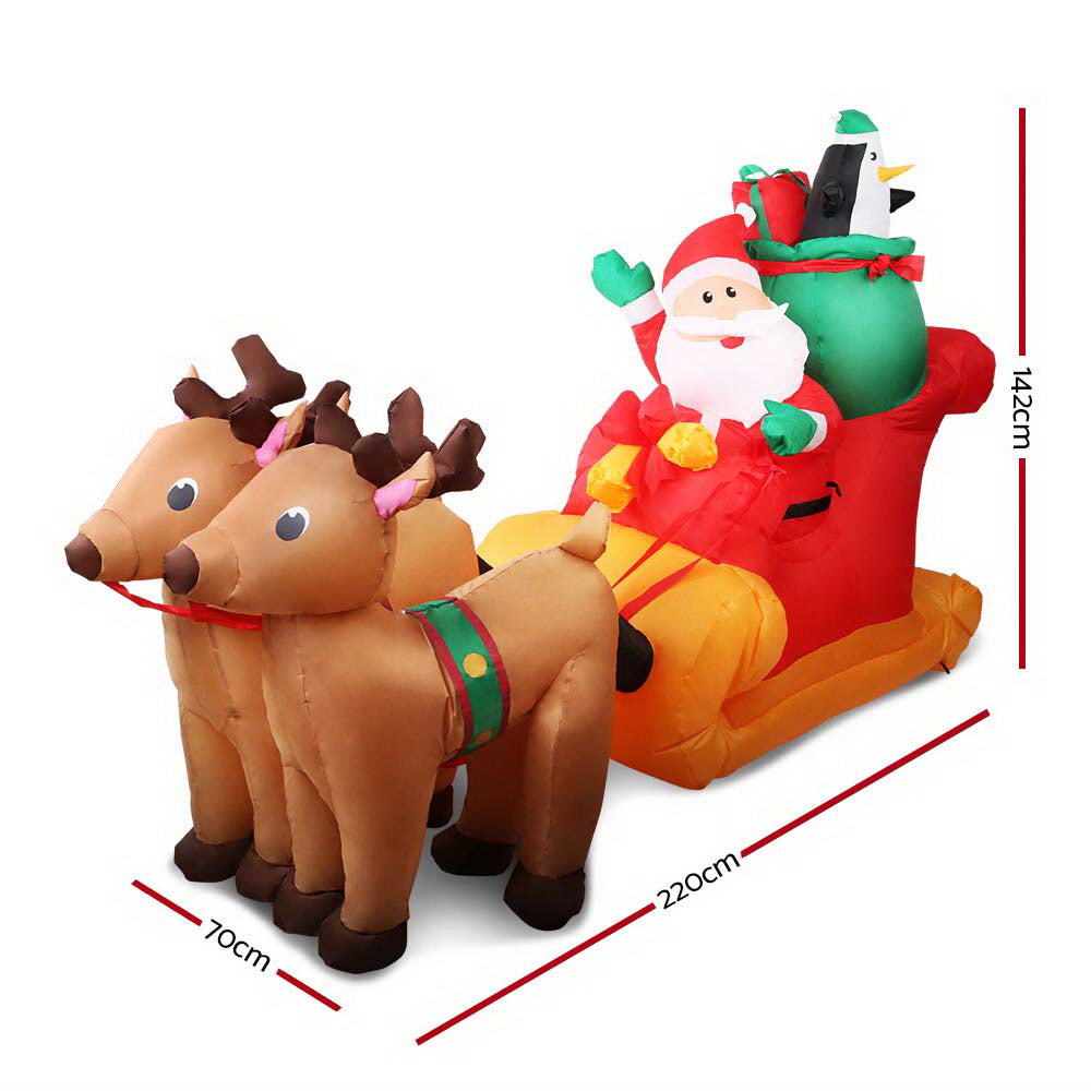 Christmas Inflatable Santa Sleigh | 2.2M | Illuminated Decorations