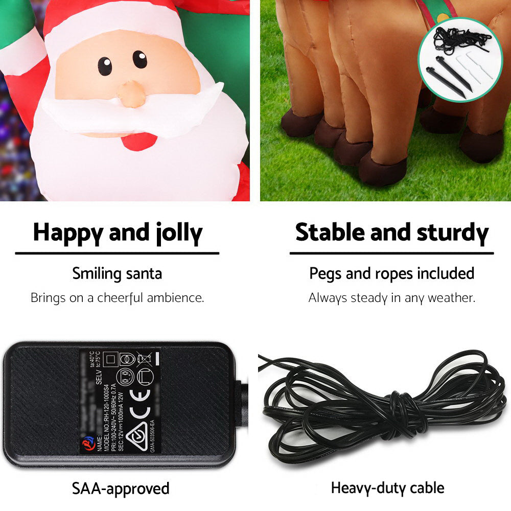 Christmas Inflatable Santa Sleigh | 2.2M | Illuminated Decorations