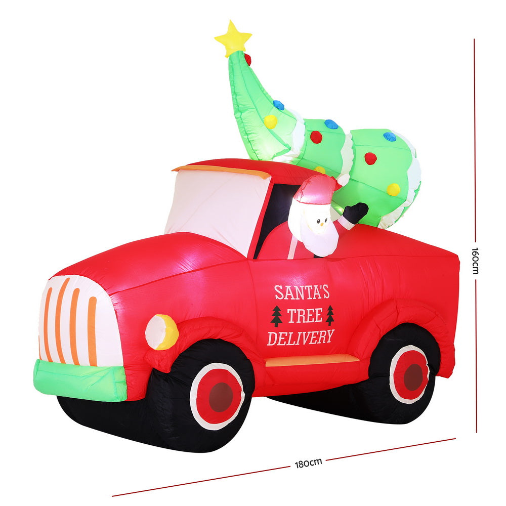 Inflatable Christmas Santa Truck 1.6m | LED Light-Up Outdoor Decoration