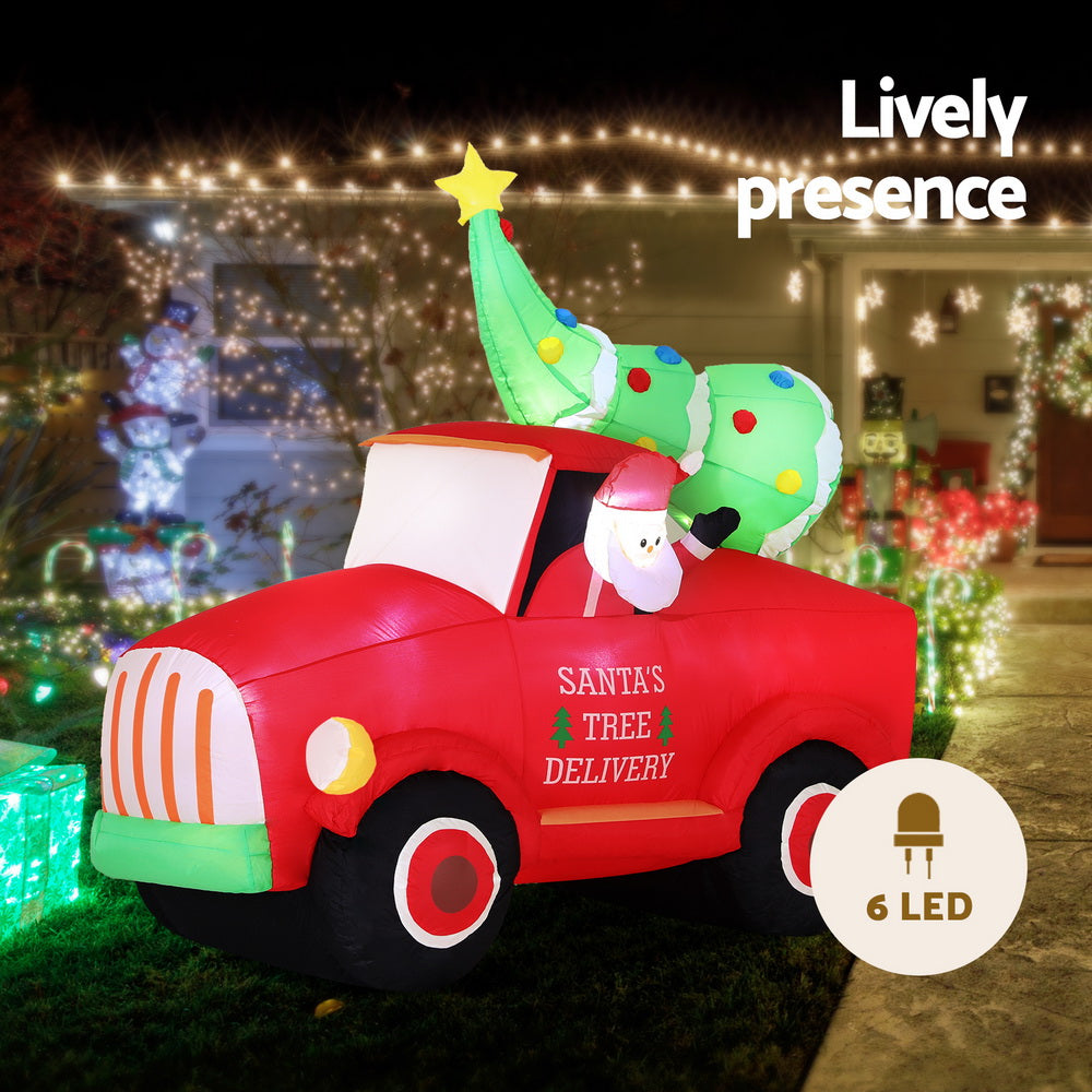 Inflatable Christmas Santa Truck 1.6m | LED Light-Up Outdoor Decoration