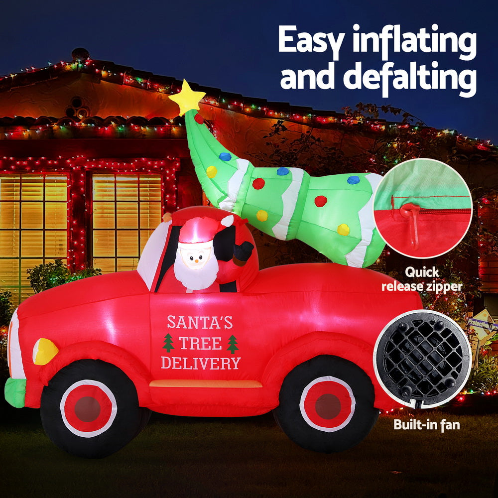 Inflatable Christmas Santa Truck 1.6m | LED Light-Up Outdoor Decoration