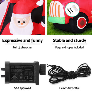 Inflatable Christmas Santa Truck 1.6m | LED Light-Up Outdoor Decoration
