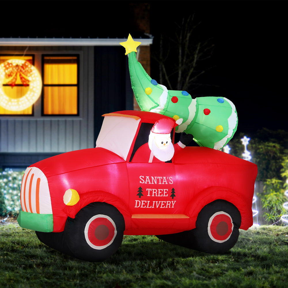 Inflatable Christmas Santa Truck 1.6m | LED Light-Up Outdoor Decoration