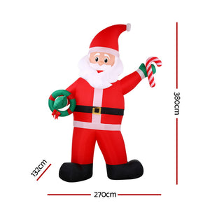 Christmas Inflatable Giant Santa 3.8m | LED Illuminated Outdoor Xmas Decoration