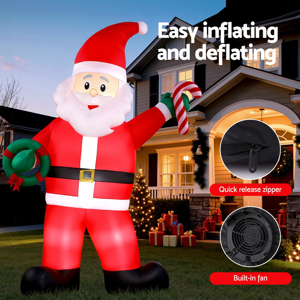 Christmas Inflatable Giant Santa 3.8m | LED Illuminated Outdoor Xmas Decoration