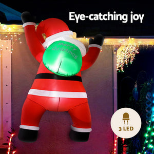 Christmas Inflatable Santa Climbing 1.9m | LED Illuminated Outdoor Decoration