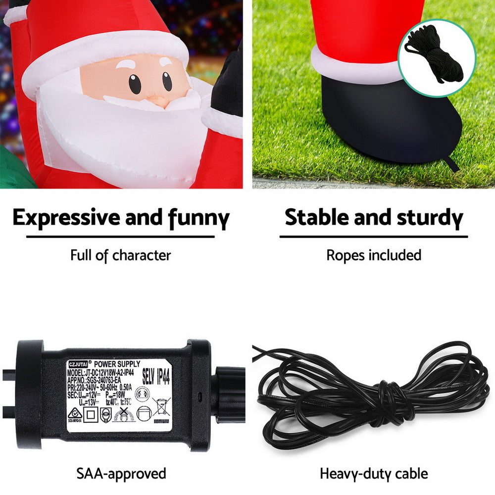 Christmas Inflatable Santa Climbing 1.9m | LED Illuminated Outdoor Decoration