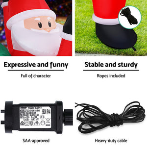 Christmas Inflatable Santa Climbing 1.9m | LED Illuminated Outdoor Decoration