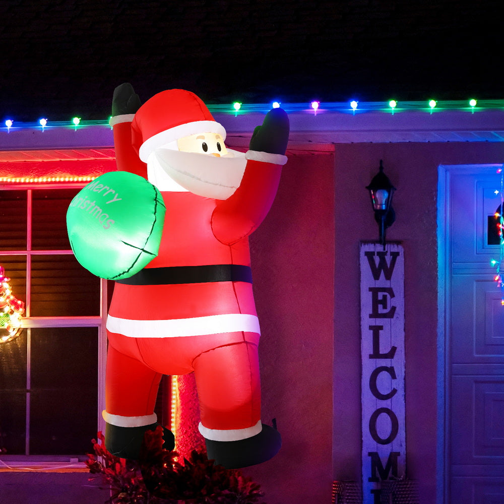 Christmas Inflatable Santa Climbing 1.9m | LED Illuminated Outdoor Decoration