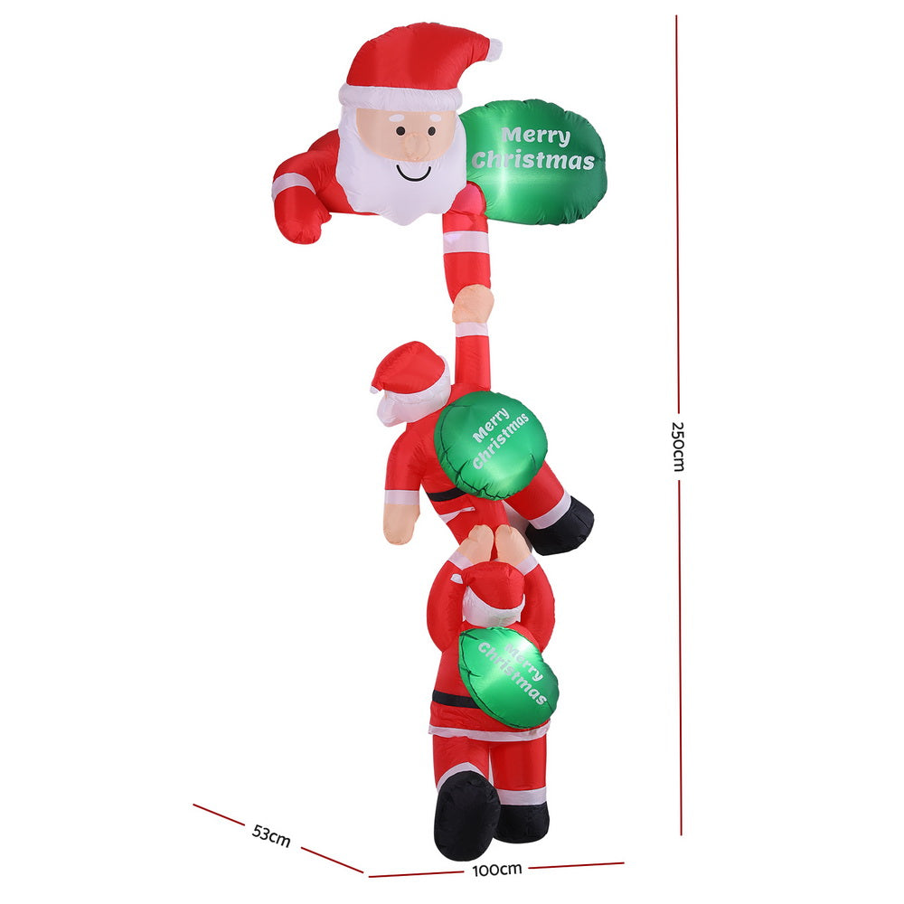 Inflatable Climbing Santa 2.5m | LED Light-Up Xmas Decoration