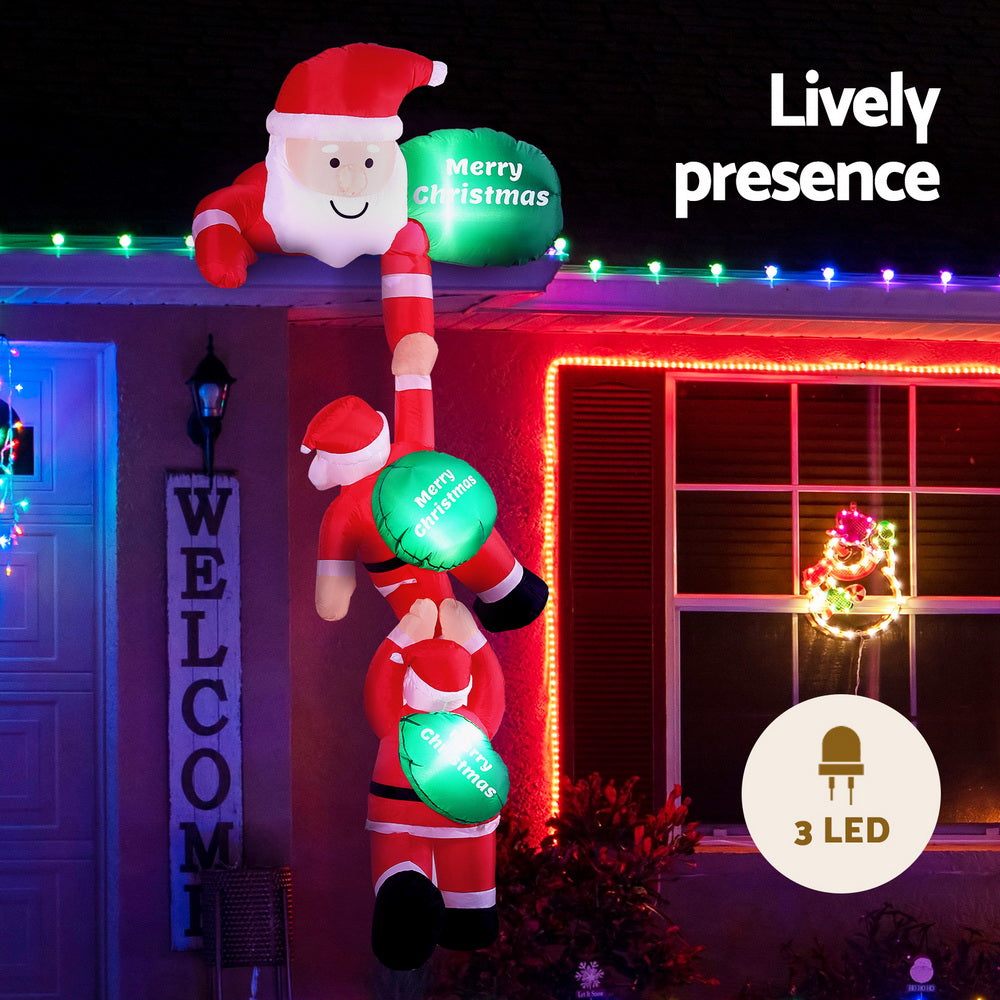 Inflatable Climbing Santa 2.5m | LED Light-Up Xmas Decoration
