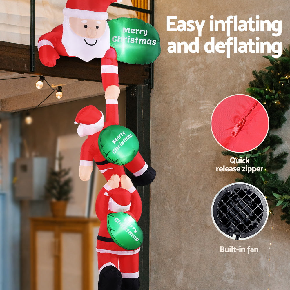 Inflatable Climbing Santa 2.5m | LED Light-Up Xmas Decoration