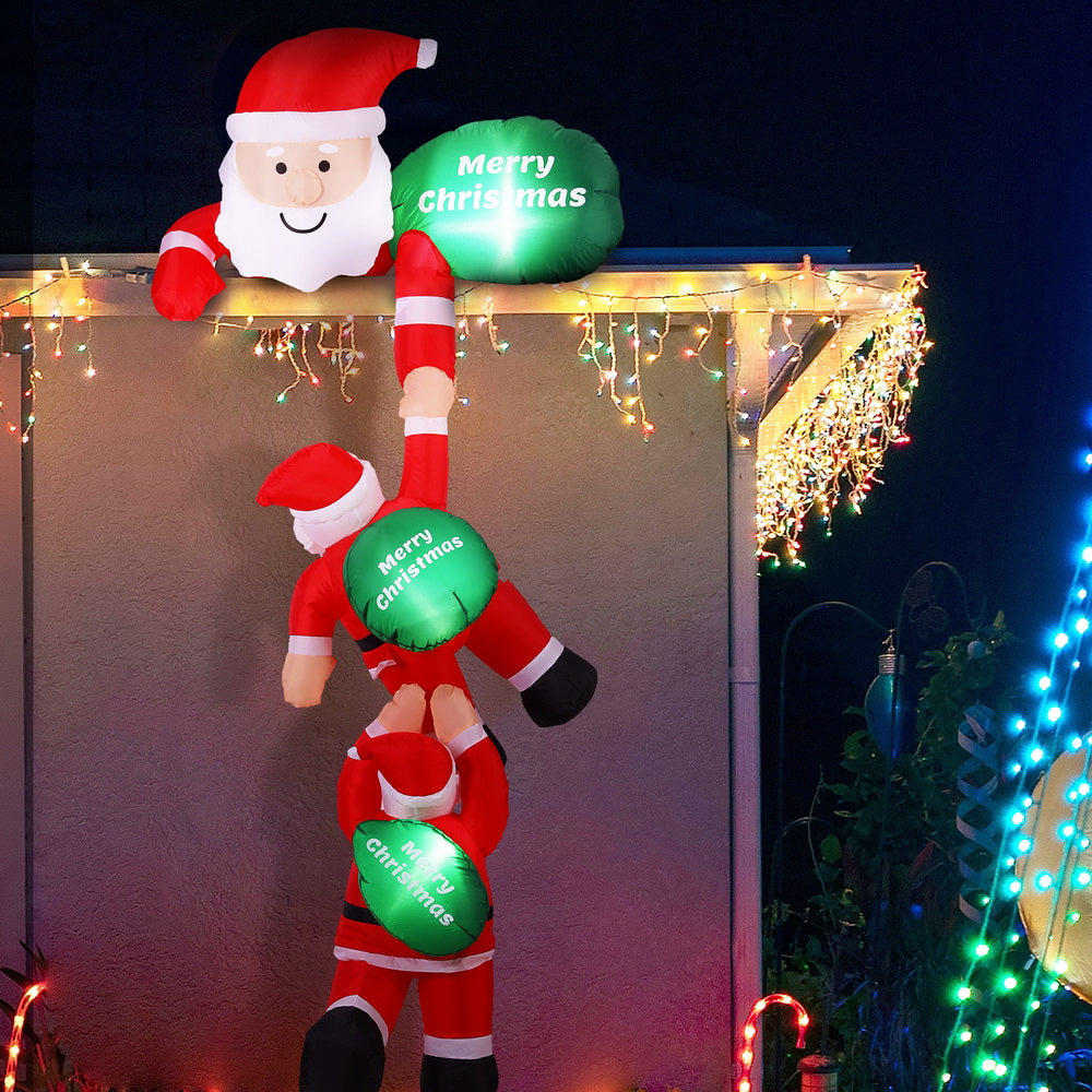 Inflatable Climbing Santa 2.5m | LED Light-Up Xmas Decoration