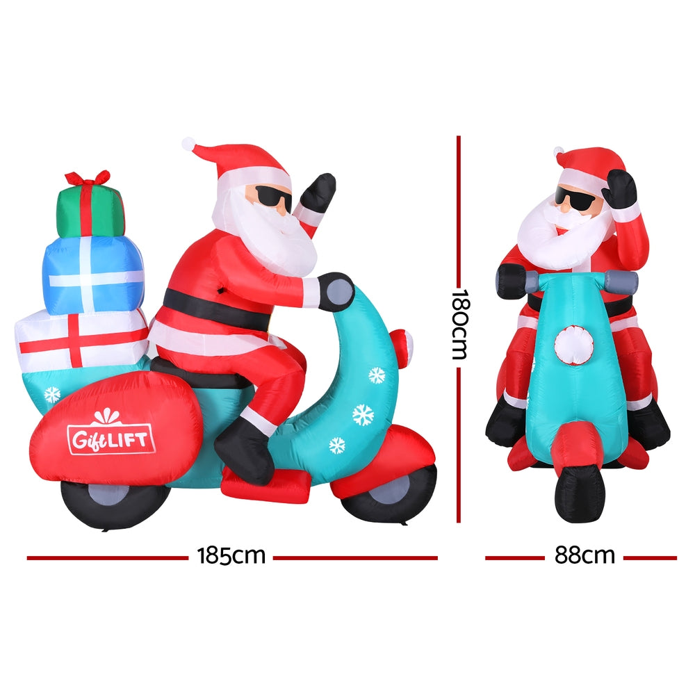 Christmas Inflatable Santa Motorbike | LED Illuminated Decorations |  | Festive Yard Decor