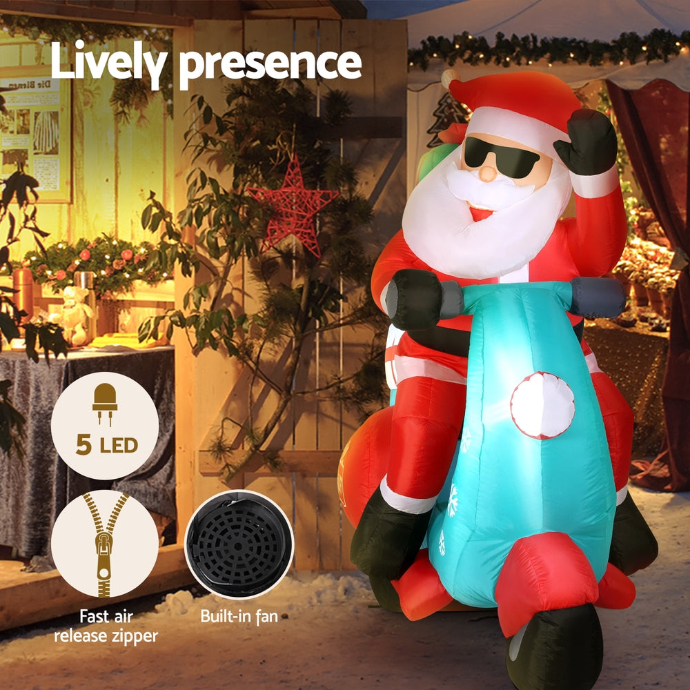 Christmas Inflatable Santa Motorbike | LED Illuminated Decorations |  | Festive Yard Decor