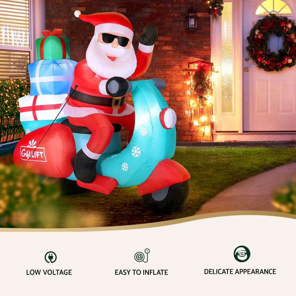 Christmas Inflatable Santa Motorbike | LED Illuminated Decorations |  | Festive Yard Decor