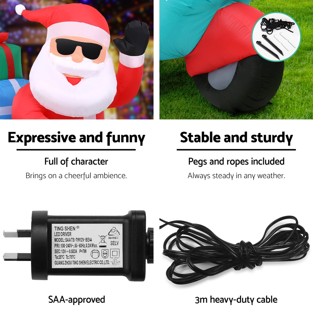 Christmas Inflatable Santa Motorbike | LED Illuminated Decorations |  | Festive Yard Decor
