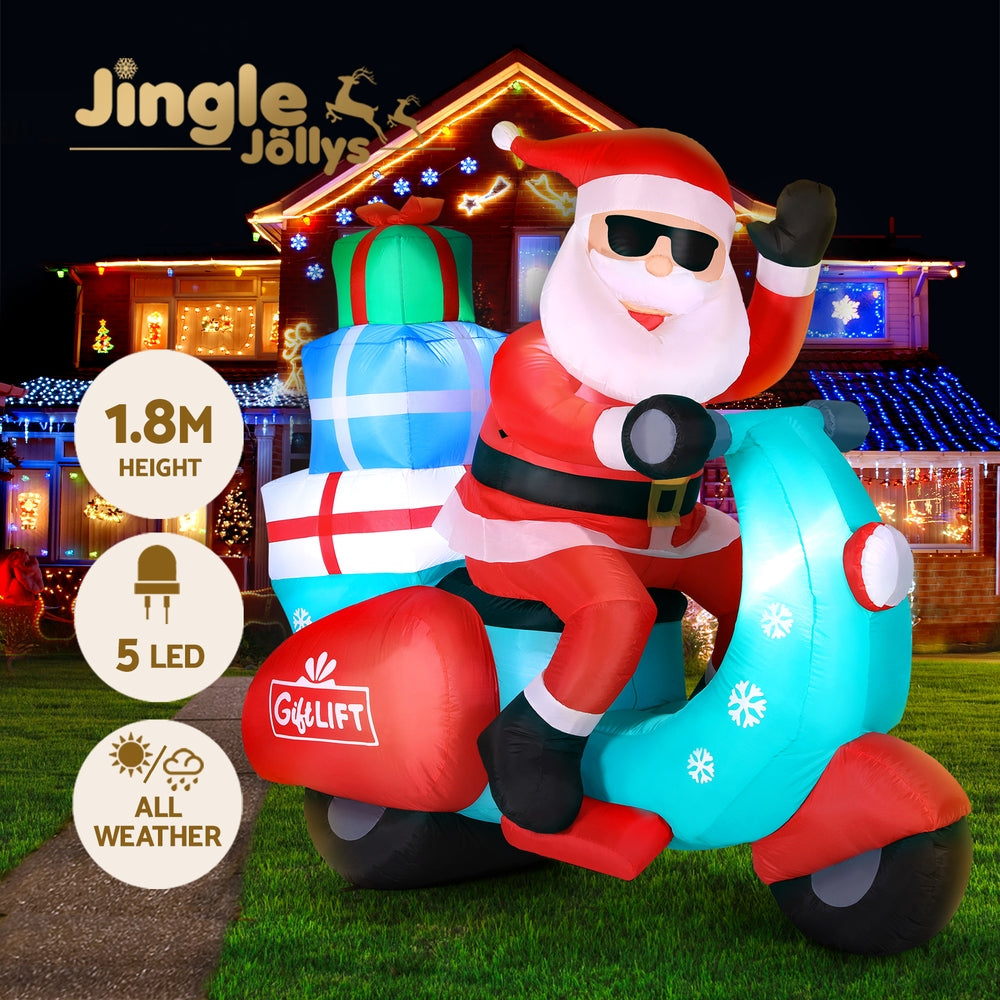Christmas Inflatable Santa Motorbike | LED Illuminated Decorations |  | Festive Yard Decor
