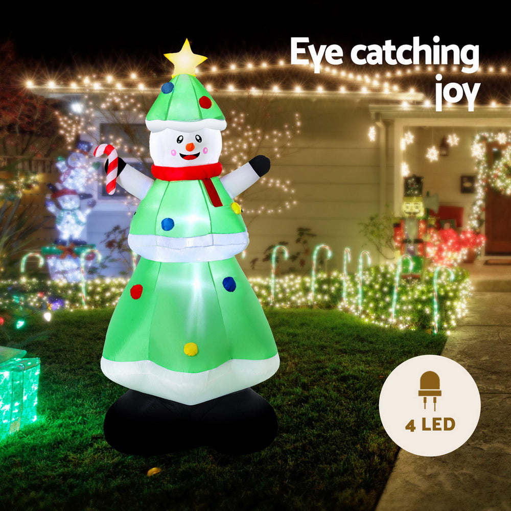 Inflatable Snowman with Tree 2.75m | LED Light-Up Christmas Decoration