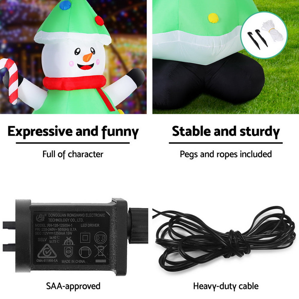 Inflatable Snowman with Tree 2.75m | LED Light-Up Christmas Decoration