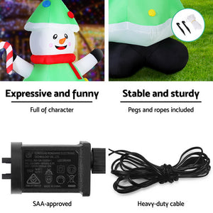 Inflatable Snowman with Tree 2.75m | LED Light-Up Christmas Decoration