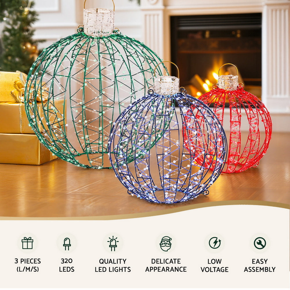 Christmas Fairy Lights 320 LED | 3 Piece Ball Decoration Set | Indoor & Outdoor Xmas Lighting