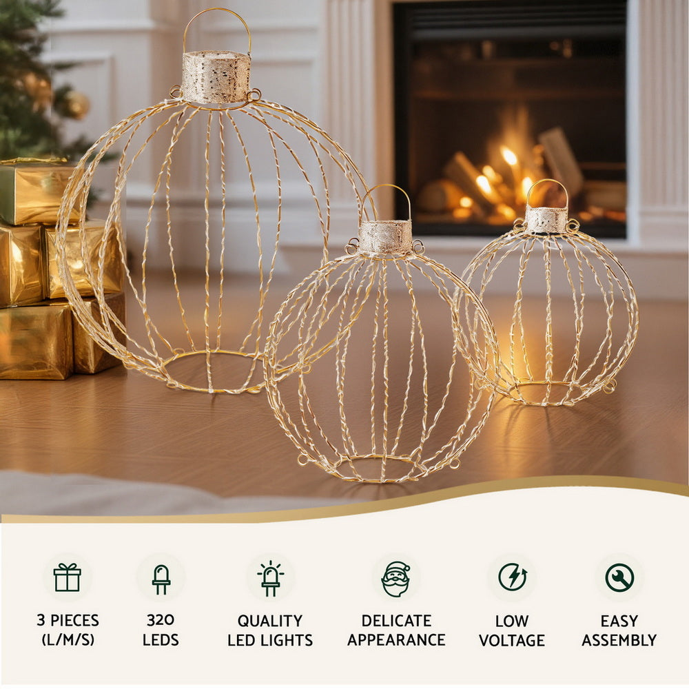 Christmas Fairy Lights 320 LED | 3 Piece Ball Decoration Set | Indoor & Outdoor Xmas Lighting