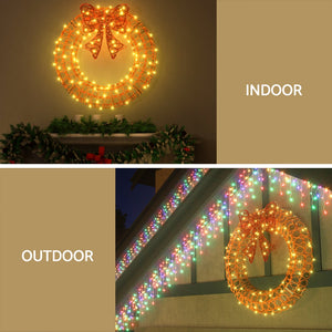 Christmas Lights | 0.6M | 160 LED | Motif Solar Wreath | Xmas Decorations |