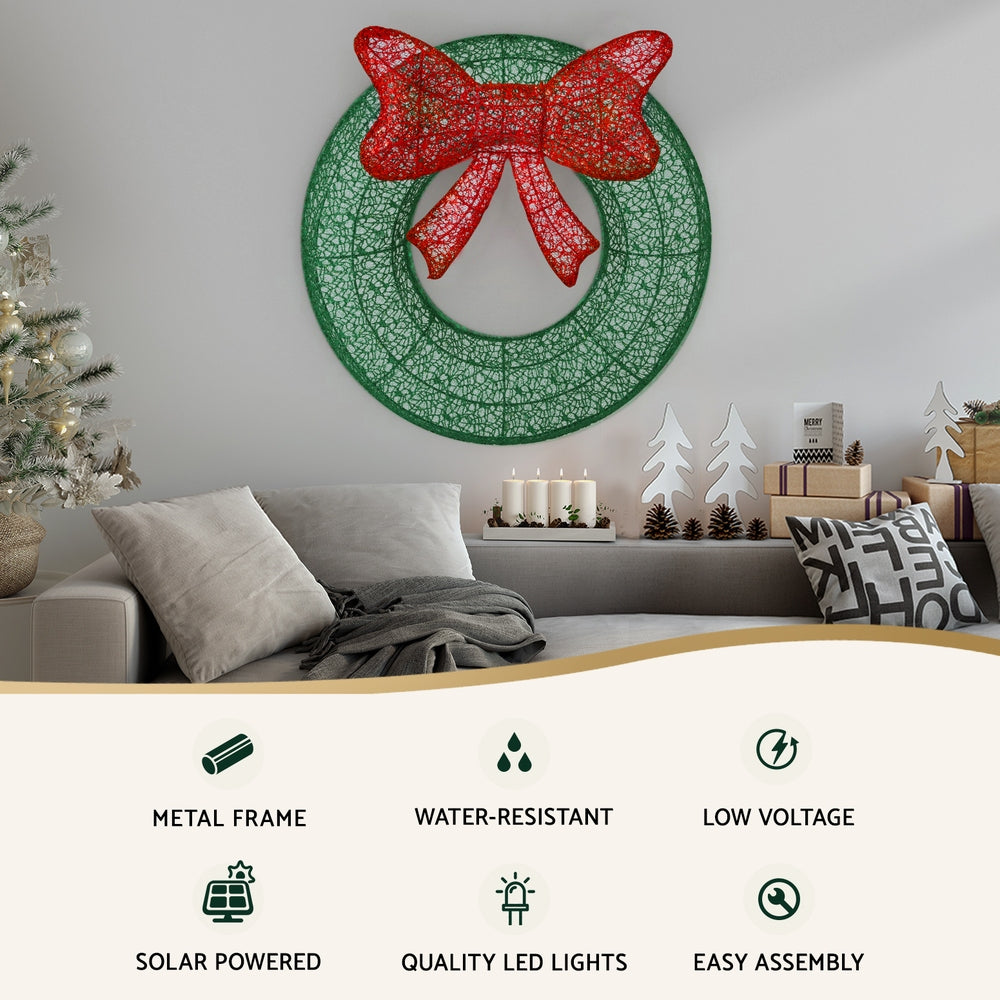Christmas Lights | 0.6M | 50 LED | Motif Solar Wreath | Xmas Decorations |