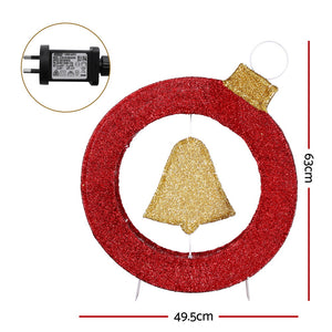 LED Bell Wreath 60cm | 30 LED Xmas Decoration | Hanging Motif