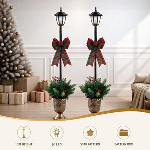 Christmas Lamp Post 125cm | 50 LED Fairy Light Xmas Decoration