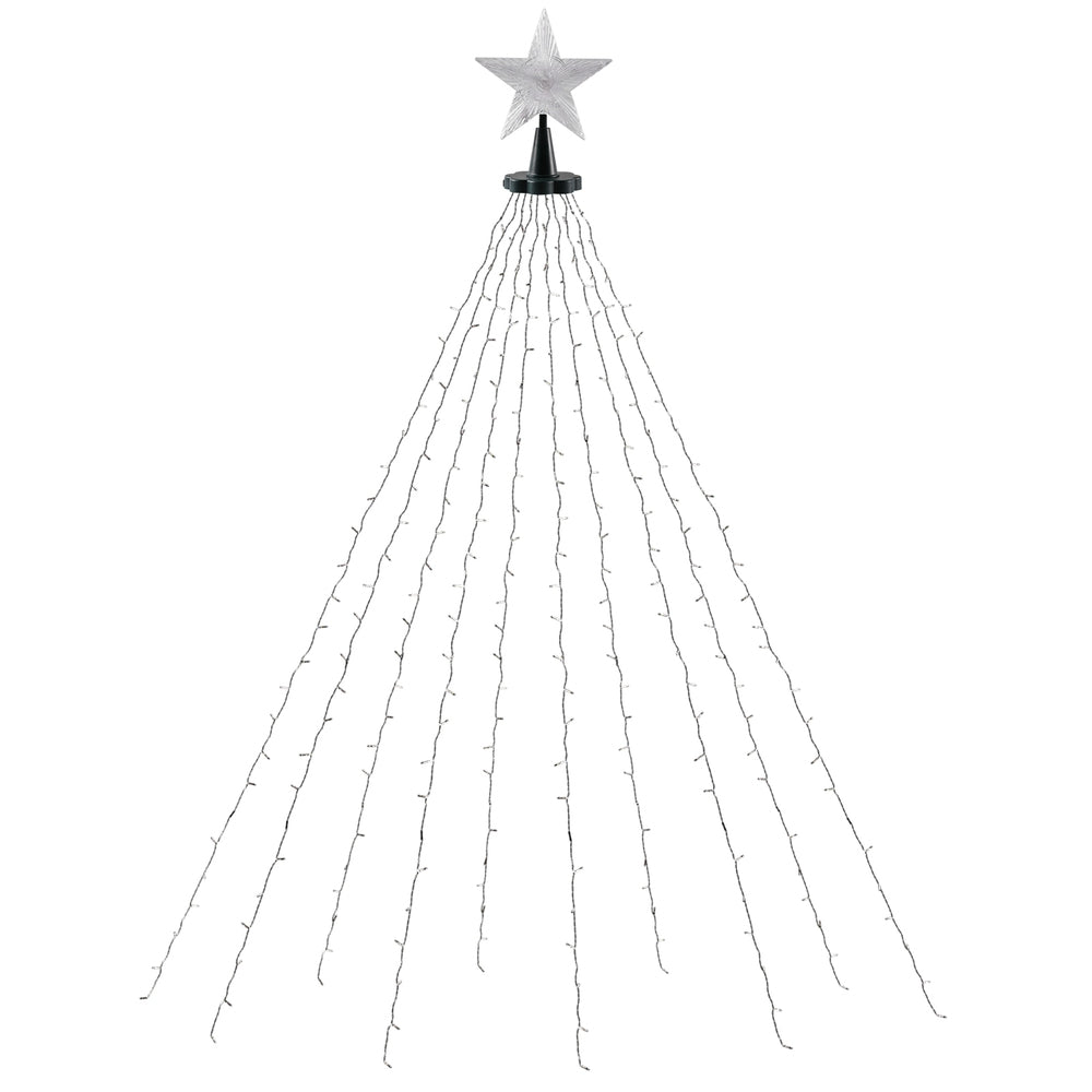 Waterfall Christmas Lights 2.5m | 300 LED String Lights with Star Topper | Xmas Decoration