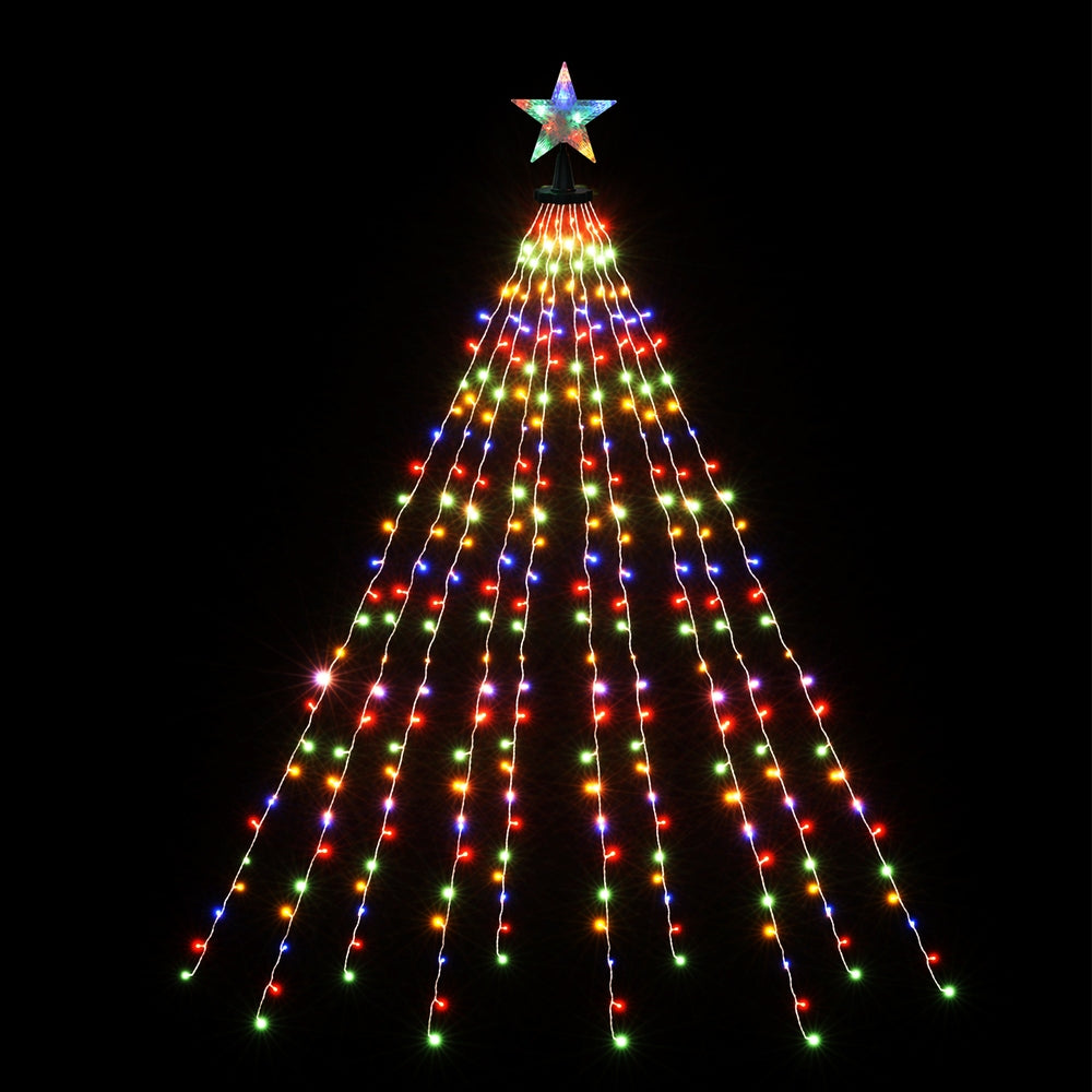 Waterfall Christmas Lights 2.5m | 300 LED String Lights with Star Topper | Xmas Decoration