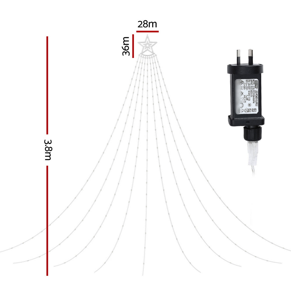 Waterfall Christmas Lights 3.8m | 340 LED String Lights | Festive Indoor/Outdoor Decor