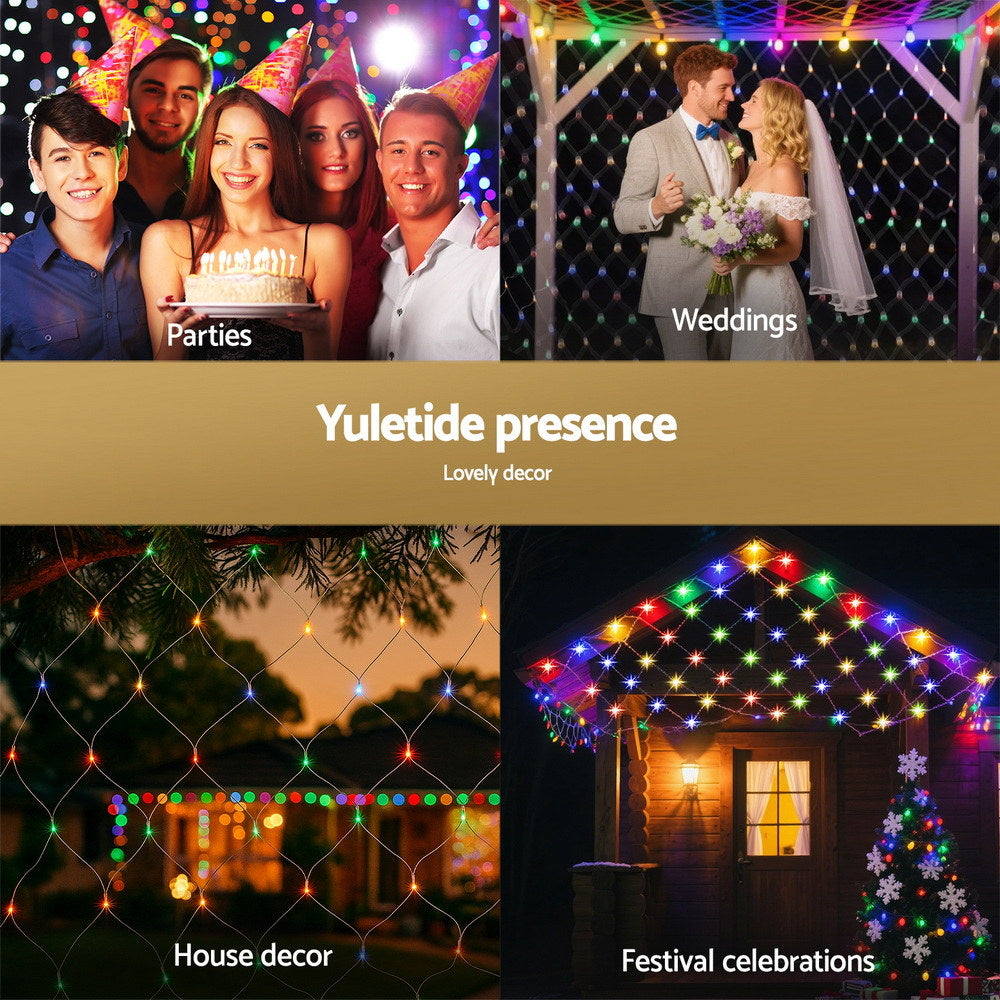 Christmas Net Lights 5m x 3m | 600 LED Colourful Bead String Lights | Outdoor & Indoor Xmas Decoration