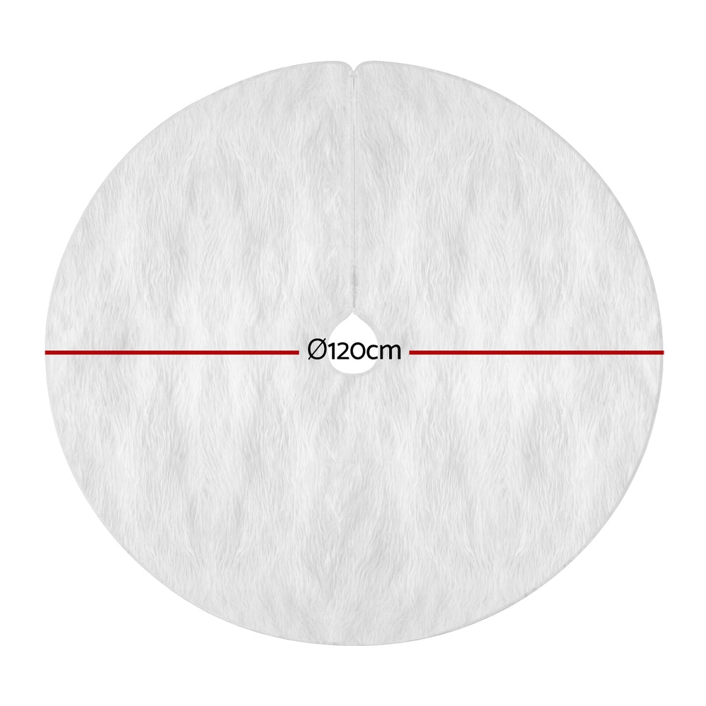 Christmas Tree Skirt 120cm | Plush Fluffy White Xmas Base Decoration