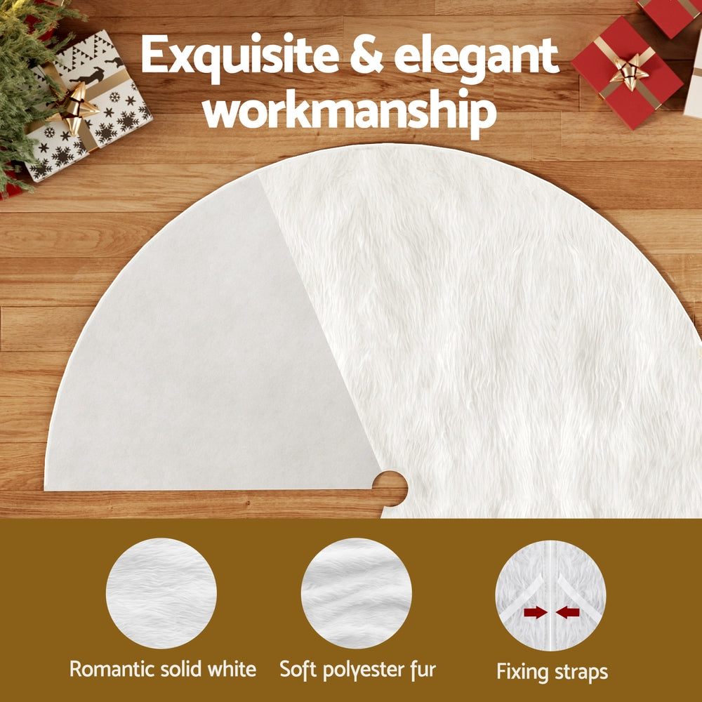 Christmas Tree Skirt 120cm | Plush Fluffy White Xmas Base Decoration